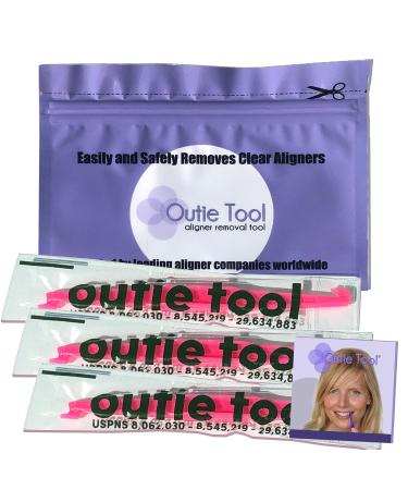 | Clear Aligner Invisible Braces Removal Tool | Patented Design | 1 Pack Contains 3 Tools (Hot Pink Singles)