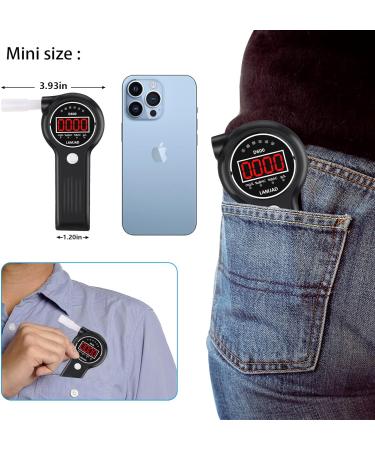 LAMJAD Breathalyser Alcohol Tester D600 with 10 Mouthpieces, Alarm Light, and LED Display - Portable for Personal & Professional Use - Buy Online on GoSupps.com