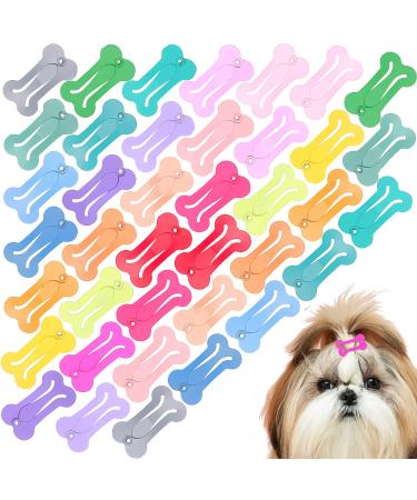 40 Pieces Hair Clips for Dogs Cute 1 Inch Puppy Dog Barrettes Small Bone Snap Hair Clips Multicolor Hair Barrettes for Dog Cat Pet Grooming Bows Hair Accessories