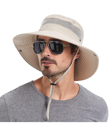 Plarmod Sun Fashing Hat for Men, 3.5 Wide Brim Cools Super Wide Brim Sun Hat for Fishing, Hiking Beige