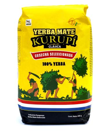Kurupi Yerba Mate Classica 500g (Sac) - Paraguayen - Yerba Mat - 500 g de yerba mate pure (avec tiges) - Convient pour tre fait avec de l'eau chaude ou froide ou avec du jus (terere)