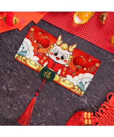 Milageto Chinese Lunar Year Red Envelopes Dragon Hong Bao Gift Packets Hongbao Lucky Money Pockets for Birthday China Spring Festival 10 Card Slots - Buy Online on GoSupps.com