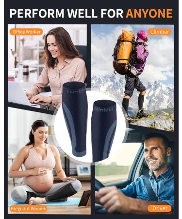 Buy Cambivo Calf Compression Stockings for Men & Women - Supportive Stylish & Ideal for Sports - Dark Blue S-M - Buy Online on GoSupps.com