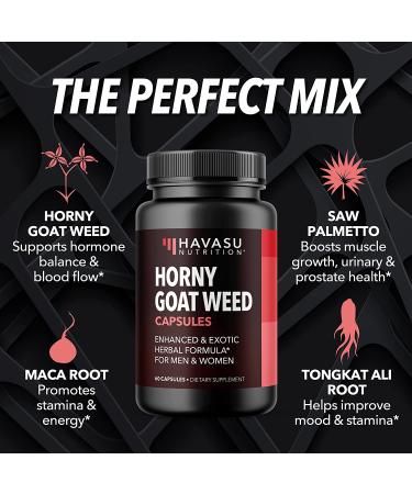 Havasu Nutrition Horny Goat Weed with Ginseng & Maca Root - Boost Energy & Libido - 60 Capsules - Buy Online on GoSupps.com
