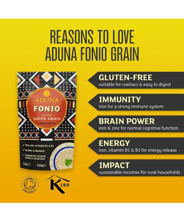 Aduna Organic Fonio Super-Grain - 6 x 250g Packs - Buy Online on GoSupps.com