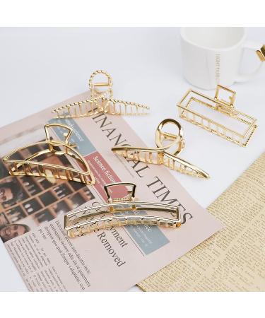 5 PCS Large Gold Hair Claw Clips for Thick Hair - No-Slip Cross Claw Barrette for Women and Girls - Buy Online on GoSupps.com