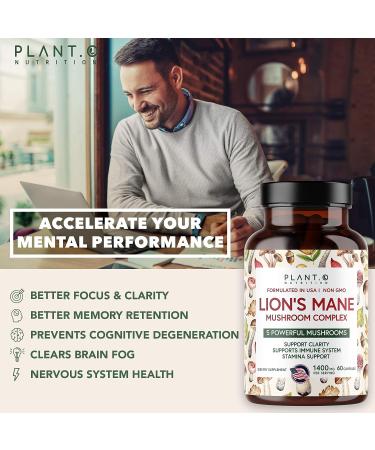 Plant.O Premium Lion's Mane Nootropic Brain Supplement - 5 Mushroom Complex for Immunity, Focus & Memory Boost - 90 Caps - Buy Online on GoSupps.com