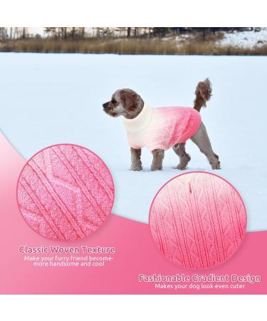 Cit toile Warm Winter Dog Sweater | Soft Knitted Turtleneck Coat | Color Gradient Pink for Small & Medium Pets | XL X-Large Winter Pet Clothing - Buy Online on GoSupps.com