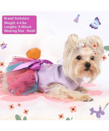 Summer Dog Dress for Small Girls | Mesh Puppy Dress for Yorkie Chihuahua & Teacup | Cute Birthday Outfit in Purple - Buy Online on GoSupps.com