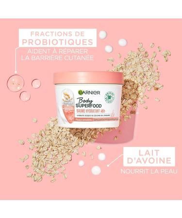 GARNIER Body Superfood - Hydrating Balm - 48-Hour Hydration Body Cream - Probiotics & Oat Milk - 98% Natural Origin - Vegan & Cruelty Free - Sensitive Skin - 380 ml - Buy Online on GoSupps.com
