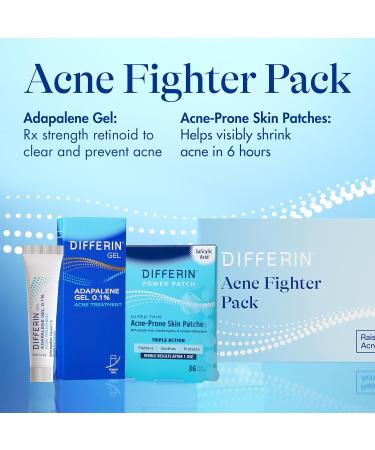 Differin Acne Fighter Pack Differin Gel Retinoid Acne Treatment For Face with 0.1% Adapalene 15g Tube + Salicylic Acid Pimple Patches 36 Count Designed for Pimple and Acne-Prone Skin - Buy Online on GoSupps.com