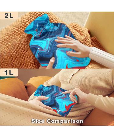 Naanle Hot Water Bottle with Cover - Red Blue Marble 1L Heat & Cold Therapy for Pain Relief Hand & Foot Warmer - Buy Online on GoSupps.com