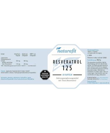 Buy Naturafit Resveratrol 125 Capsules | 60 Capsules - Premium Antioxidant Supplement for Immune Support & Wellness | International Shipping Available - Buy Online on GoSupps.com
