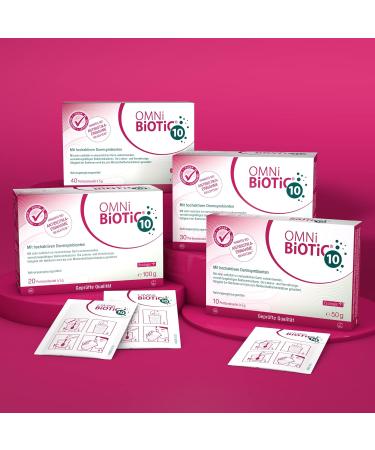Omni Biotic 10 - 20 Portions (100g) | 10 Billion Probiotics | Vegan Gluten-Free Lactose-Free | Daily Powder Supplement with Inulin - Buy Online on GoSupps.com