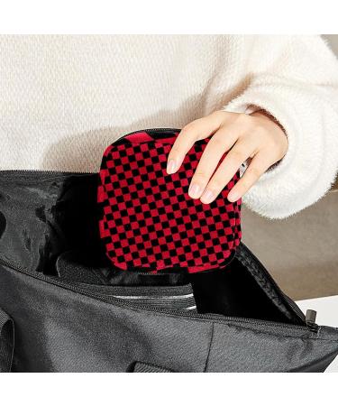 GIAPB Period Bag Sanitary Napkin Storage & Travel Makeup Pouch - Red Squares Black Plaid | Color3329 - Buy Online on GoSupps.com