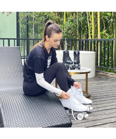 Nattork Women's PU Leather High-top Quad Skates - Indoor/Outdoor Beginner Roller Skates - Black - US Women's 3/US Men's 2 - Buy Online on GoSupps.com