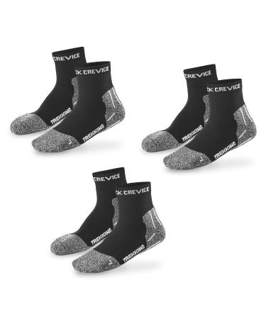Black Crevice trekking socks I women & men's trekking socks in different colors & sizes I hiking socks with reinforced toes & heel I climate-regulating & breathable i 3 pair 43-46 Short-Black/White