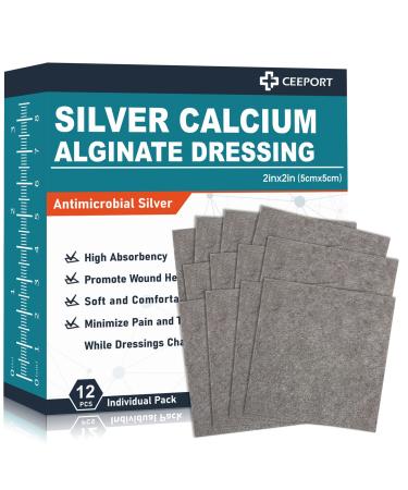 Ceeport Ag Silver Calcium Alginate Wound Dressing Pads 2 x 2 12 Individual Pack Highly Absorbent Painless Removal Dressing Soft Silver Dressings for Wound Care Non-Stick Gauze Pads for Wounds Pack of 12 - Buy Online on GoSupps.com