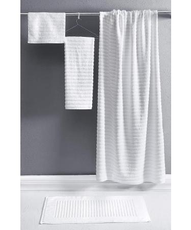 Classic Turkish Towels Premium 100% Turkish Cotton Ribbed Bath Sheet Set - 40x65 Inches, Extra Large, Quick-Dry, Absorbent, Luxury - Set of 3 White Towels - Buy Online on GoSupps.com