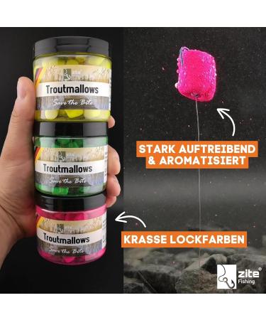 Zite Fishing Troutmallows - Premium Marshmallow Bait for Trout - 40g - Vibrant Colors & Intense Flavors - Perfect for Combination with Natural Baits - 6 Series Mix Bundle - Buy Online on GoSupps.com