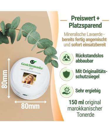 LT Nature Products Organic Face Mask - Moroccan Lavaerde | PUR | 150ml | Chemical & Soap-Free | Gentle Cleansing for Oily Skin - Buy Online on GoSupps.com