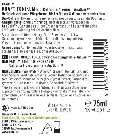 Sante Natural Cosmetics Hair Loss Spray - Organic Caffeine Scalp Treatment for Healthy Full Hair | 75ml Tonic - Buy Online on GoSupps.com