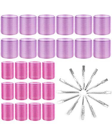 Hair Curlers Rollers, Cludoo 36Pcs Jumbo Big Hair Roller Sets with Stainless Steel Duckbill Clip, 2 Size Self Grip Hair Curlers Rollers for Long Medium Short Thick Fine Thin Hair Bangs Volume 36 Piece Set