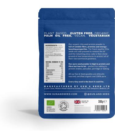 Sun & Seed Organic Chia Seed Protein Powder - 300g - High Fiber, Plant Based, Vegan-Friendly - Buy Online on GoSupps.com