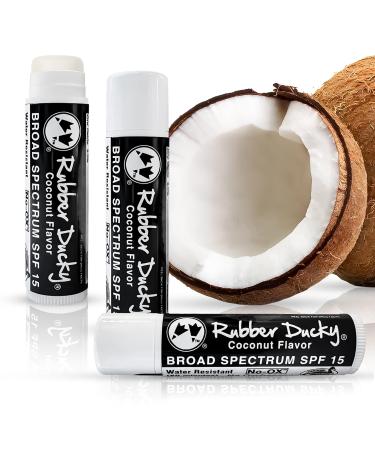 Rubber Ducky Lip Balm SPF 15 - Vegan Broad Spectrum Lip Sunscreen Water Resistant Coconut Flavor | Moisturizing Vitamin E | 3 Pack - Buy Online on GoSupps.com