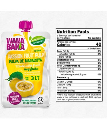 Wanabana 100% Real Fruit Pulp for Juice Making Variety Pack - Soursop, Passion Fruit, Guava - 17.64 Ounce (Pack of 3) - Buy Online on GoSupps.com
