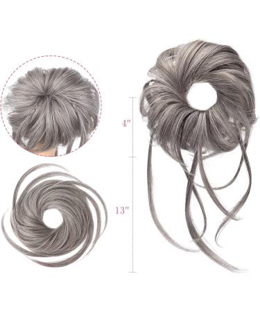 REECHO Super Long Tousled Updo Hair Bun Extensions - Gray/Brown Mix | Messy Bun Hair Piece with Elastic Band for Women - Buy Online on GoSupps.com