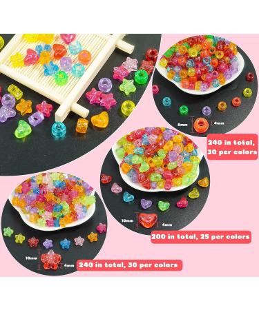 Wavlakth 1680 Pcs Heart & Star Pony Beads Kit for Hair - Acrylic Glitter Beads for Bracelets and Jewelry Making - Buy Online on GoSupps.com