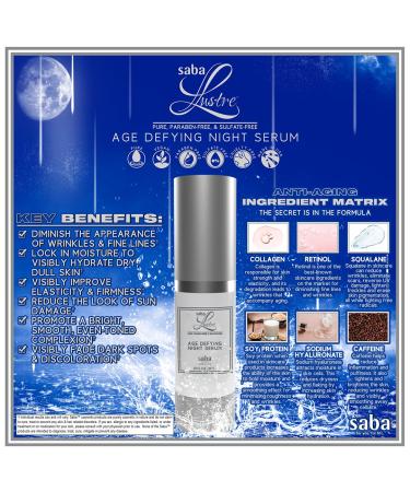 Age Defying Night Serum - Anti-Aging Cream with Hyaluronate Retinol Collagen Peptides & Antioxidants for Youthful Skin - Buy Online on GoSupps.com