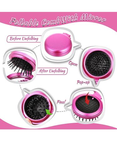 18 Pieces Folding Mirror Hair Combs Travel Mini Pocket Brush Set - Yellow Green Silver Purple - Portable Combs with Mirrors for Travel Car Purse Bag - Buy Online on GoSupps.com