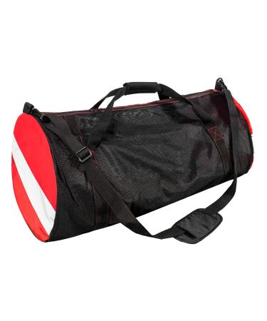 Sports Duffle Bag, Extra Large Mesh Dive Beach Bags and Totes with Shoulder Strap for Scuba Diving and Snorkeling Gear & Equipment, Wet Swimming, Travel, and Gym Workout Large-Red