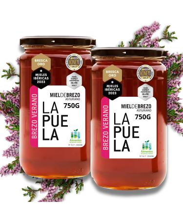 LAPUELA Honey pot made from heather honey Honey of natural origin from Asturias intense and persistent aroma pack 2 750 g Pack 2 750gr 7500