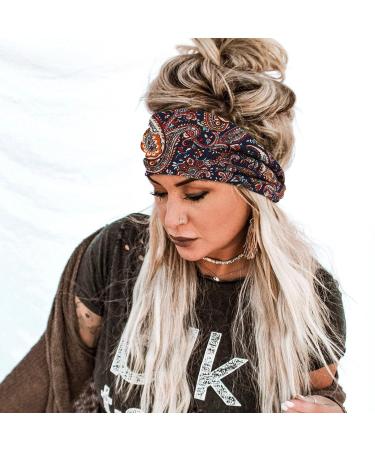 Vemalo Stylish Wide Headbands for Women - Pack of 4 Boho Bandeau Head Bands for Workout and Yoga - Stretch No Slip Hair Wraps - Buy Online on GoSupps.com