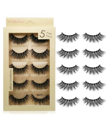False Eyelashes 5 Pairs 3D Artificial Eyelashes Set Reusable Natural Eyelashes with Eyelash Tweezers (Bomb) - Buy Online on GoSupps.com