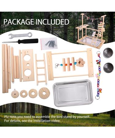 QBLEEV Parrot Playstand with Feeder Cups and Toys - Large Size (19 L x 13 W x 21 H) - Buy Online on GoSupps.com