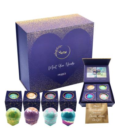 S tal 4 x organic bath balls XXXXL with essential oil - Valentine's Day gift for women - vegan gift set - luxurious gift for women - bombing - relaxing bathroom fragrance with bathing supplement