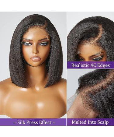 LUVME HAIR 4C Kinky Edges Lace Front Bob Wig 10 Inch - Short Human Hair Wig for Women - Glueless Deep Side Parted Bob with Natural Hairline - Buy Online on GoSupps.com