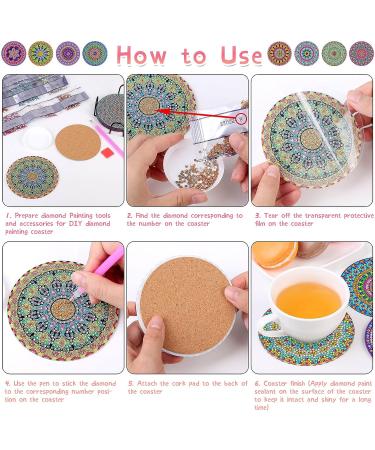 Billbotk Diamond Painting Coasters Kit - 8 Piece Mandala Set with Holder | DIY Art for Beginners & Kids - Mandala Style - Buy Online on GoSupps.com