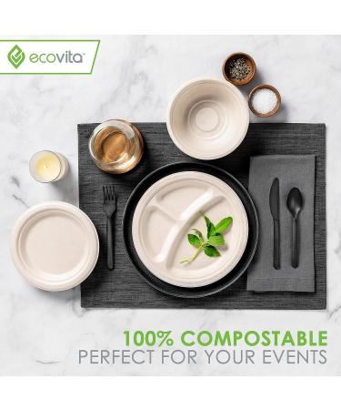Ecovita 16 oz 100% Compostable Paper Bowls - Pack of 150 | Eco-Friendly & Sturdy Disposable Bowls - Tree Free, Liquid & Heat Resistant - Buy Online on GoSupps.com