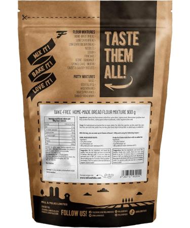 Mill & Folks Bake-Free Home-made Bread Flour Mixture 2 X 900g | Vegan & Gluten-free - Buy Online on GoSupps.com
