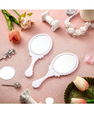 Yalikop 16 Pcs Retro Handheld Mirror - Vintage Vanity Cute Oval Decorative Mirror for Girls - Compact Travel Makeup Mirror (White) - Buy Online on GoSupps.com