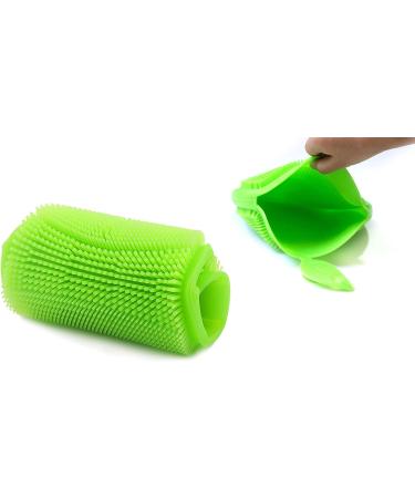 JJMG 2PCS Silicone Body & Face Scrubber Set - Deep Cleansing Exfoliating Pads for Smooth Skin Blackhead Removal - Green & Red Apple Shapes - Buy Online on GoSupps.com