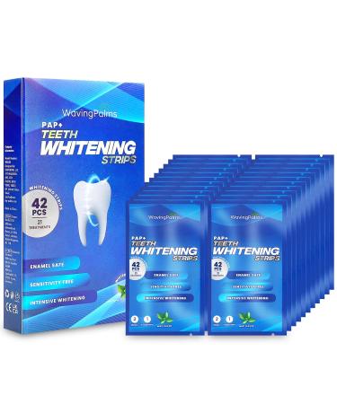Waving Palms Teeth Whitening Strips Whitening 42 Upgraded Sensitivity Free Kit Peroxide Free 21 Treatments for Tooth Professional and Safe Whitener