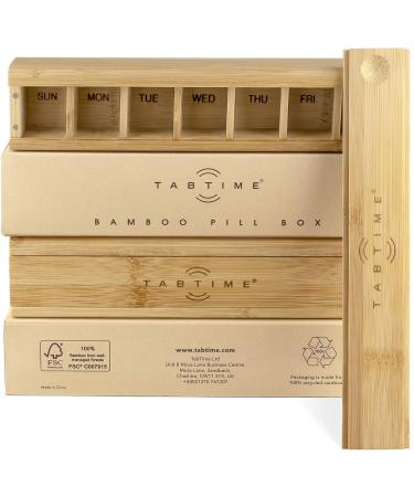 Bamboo Weekly Pill Organizer | 7 Day Tablet & Vitamin Organizer | Sustainable eCommerce Shipping Worldwide - Buy Online on GoSupps.com