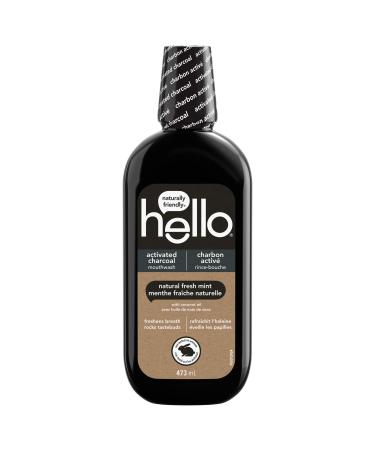 Hello Activated Charcoal Mouthwash Natural Fresh Mint and Coconut Oil Fluoride Free Alcohol Free Vegan SLS Free and Gluten Free 473 mL 473 ml (Pack of 1)