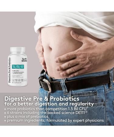 Youth & Tonic Digestive Supplement for Bloating Regularity & Gut Health. Full Spectrum Enzymes Probiotics & Prebiotics for Digestion to Break Down Food and to Use Daily for Women & Men 120 Pills - Buy Online on GoSupps.com